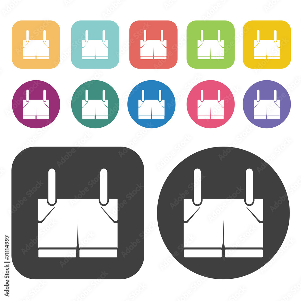 Jumper Shorts Icon. Clothes Flat Icons Set. Round And Rectangle Jumper Shorts Icon. Clothes Flat Icons Set. Round And Rectangle