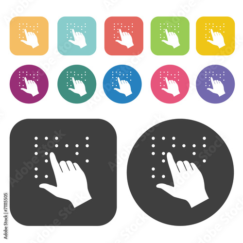 Reading braille icon. Disabled Related icons set. Round And Rect