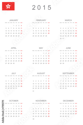 2015 Calendar isolated on white background