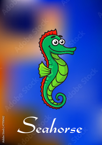Cute little cartoon seahorse