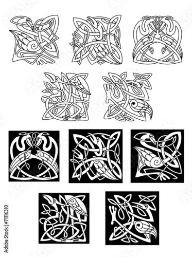 Heron and stork celtic ornaments