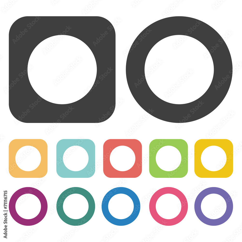 Stop symbol icon. Mouse cusor sign icons set. Round and rectangl Stop symbol icon. Mouse cusor sign icons set. Round and rectangl