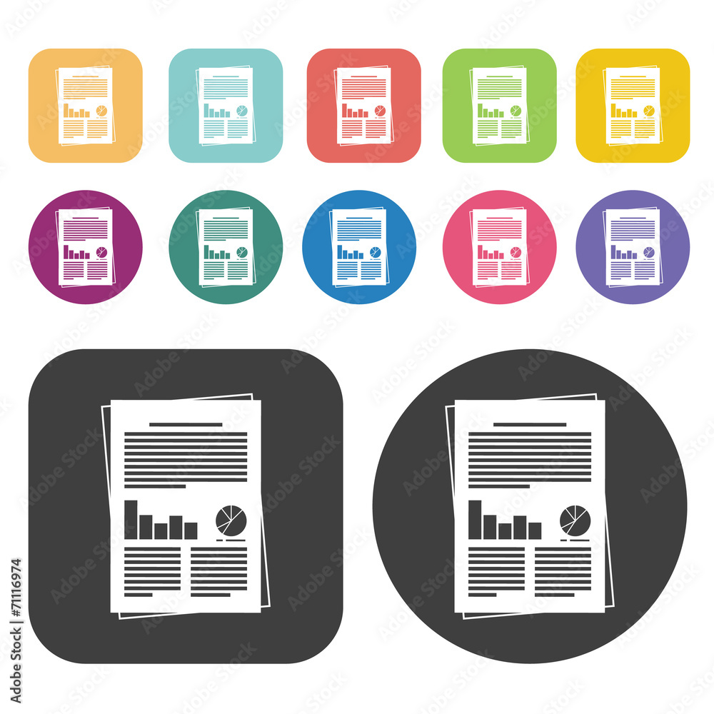 Documents With Charts Icon. Planning And Business Strategy Icons Documents With Charts Icon. Planning And Business Strategy Icons