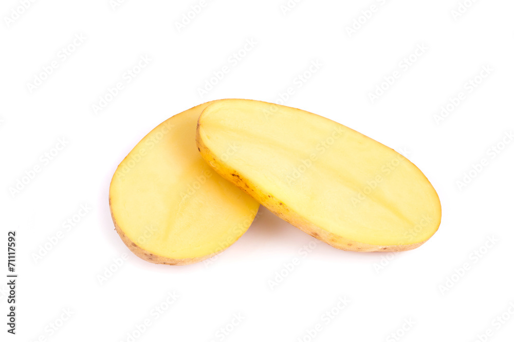 Sliced ripe potato.