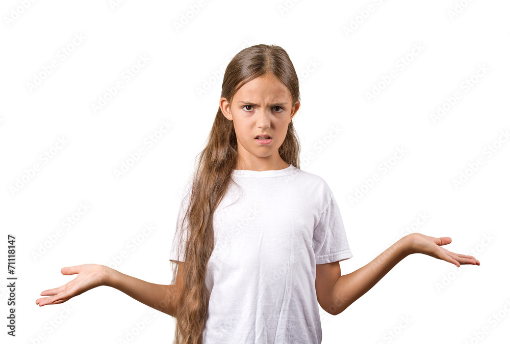 portrait clueless teenager girl shrugs shoulders i don't know portrait clueless teenager girl shrugs shoulders i don't know