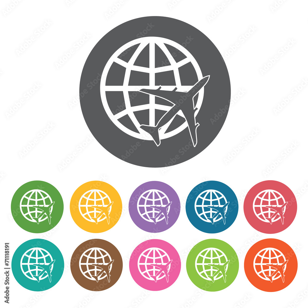 Shipping By Plane Icon. Shipping And Logistics Icons Set. Round Shipping By Plane Icon. Shipping And Logistics Icons Set. Round