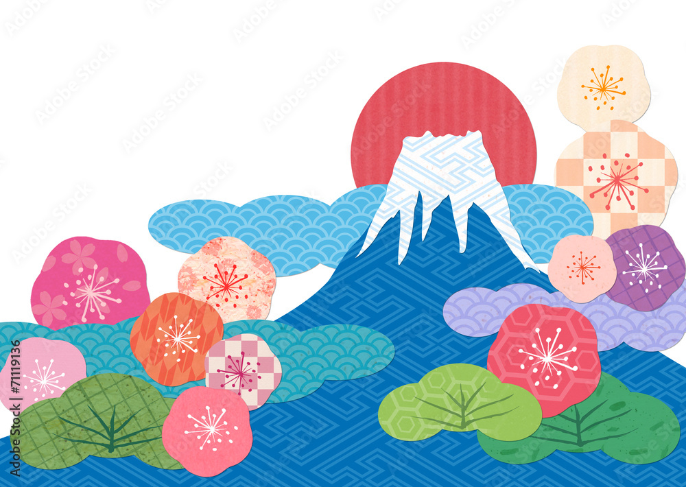 日本の文様　富士山　初日の出