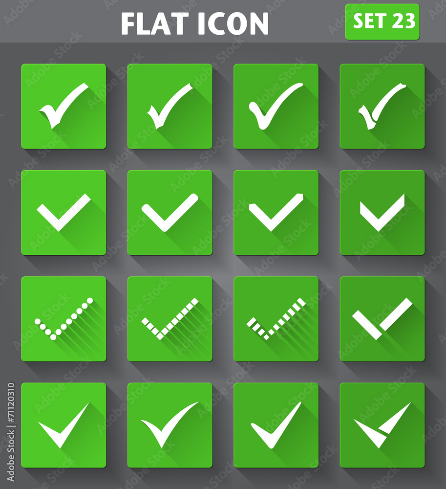 Check Marks or Ticks Icons set in flat style