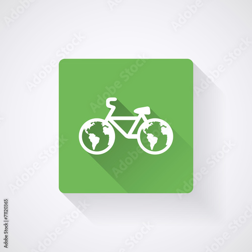 Bicycle Icon in flat style with long shadows.