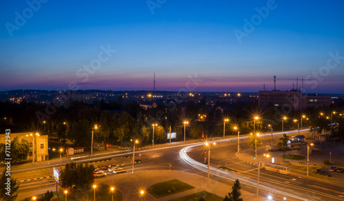View of the streets of the night city of Vitebsk