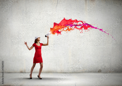 Woman with megaphone