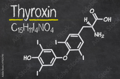 Schiefertafel mit der chemischen Formel von Thyroxin