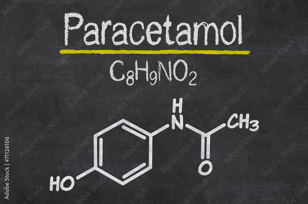 Schiefertafel mit der chemischen Formel von Paracetamol Schiefertafel mit der chemischen Formel von Paracetamol