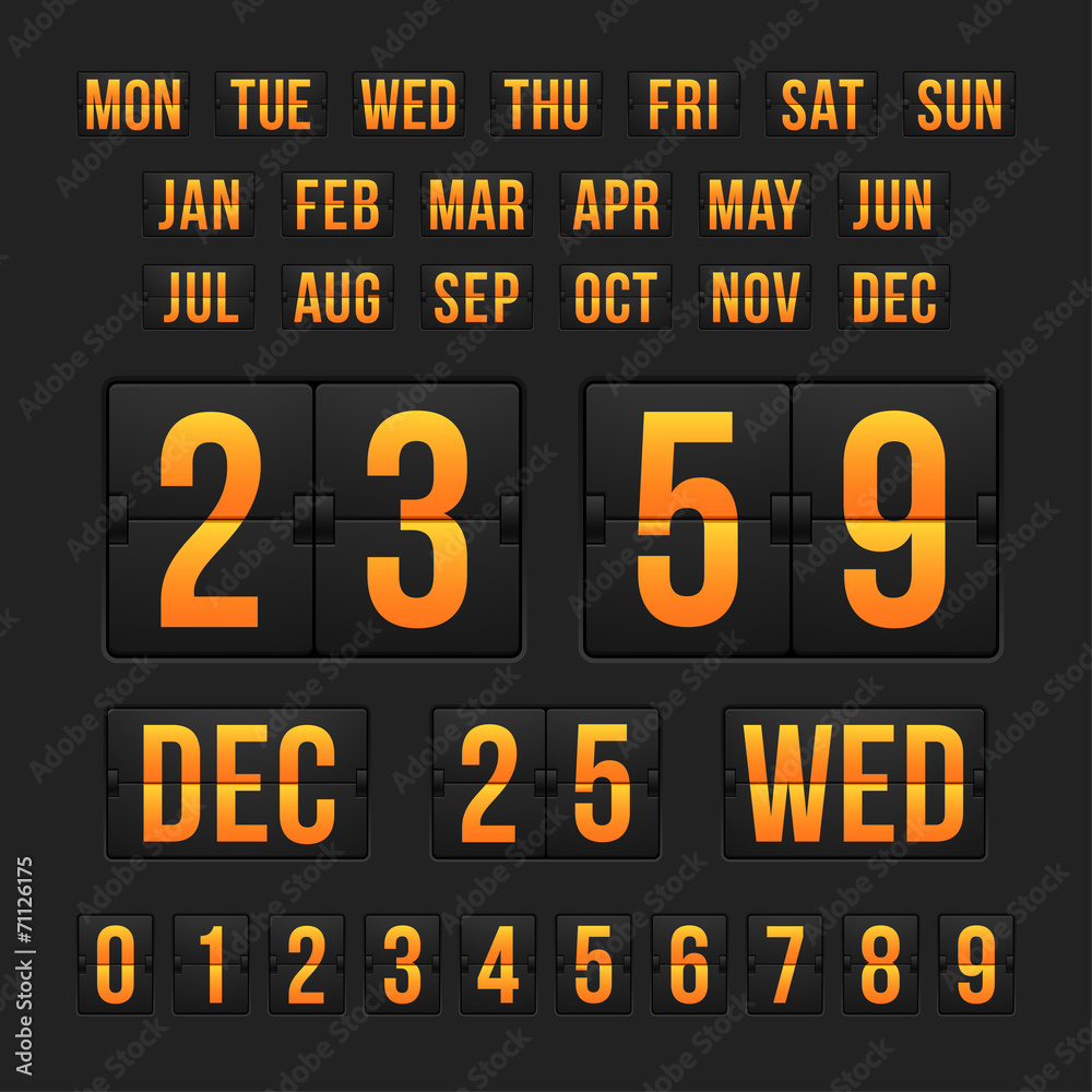 Fototapeta premium Countdown timer and date, calendar scoreboard