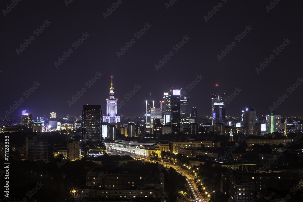 Fototapeta premium Warszawa nocą