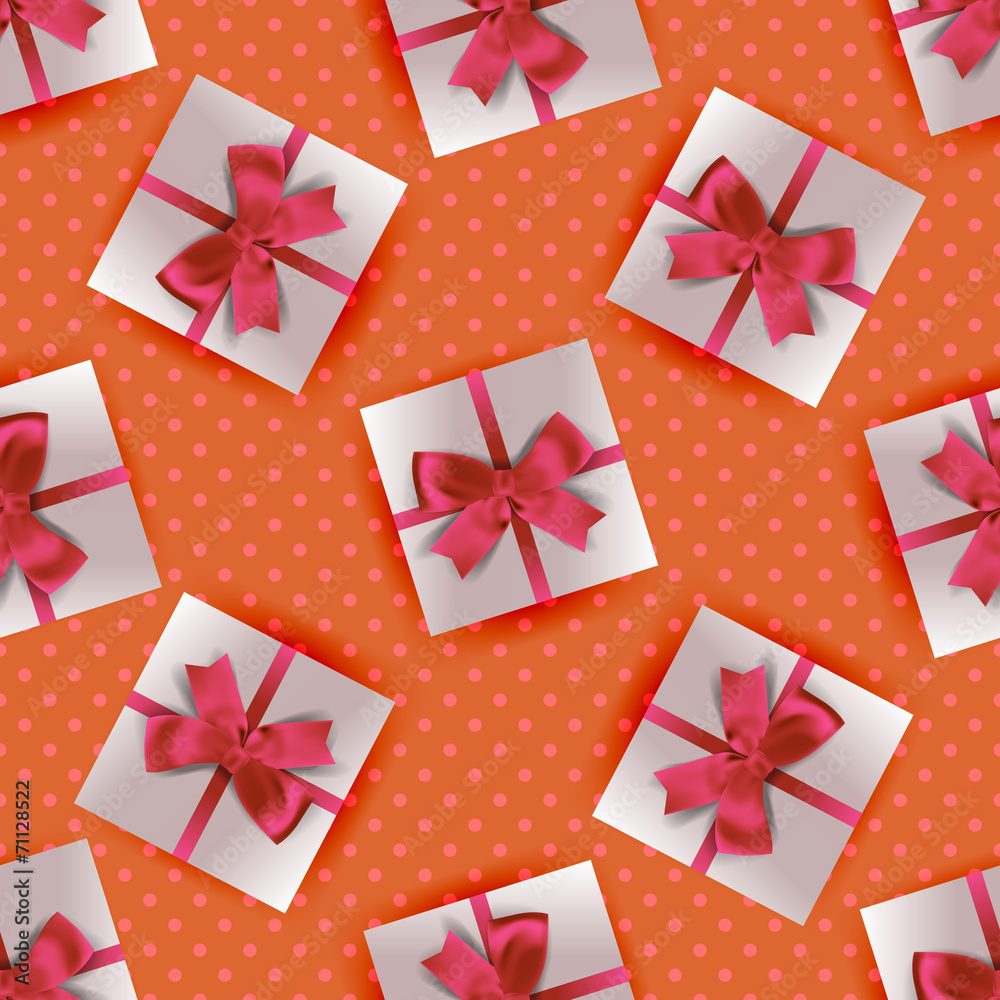 Obraz premium Seamless pattern composed of gift boxes with bow
