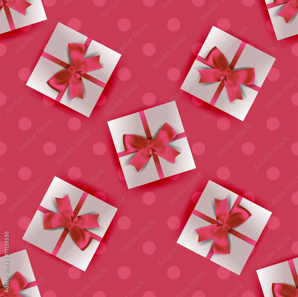 Seamless pattern composed of gift boxes with bow Seamless pattern composed of gift boxes with bow
