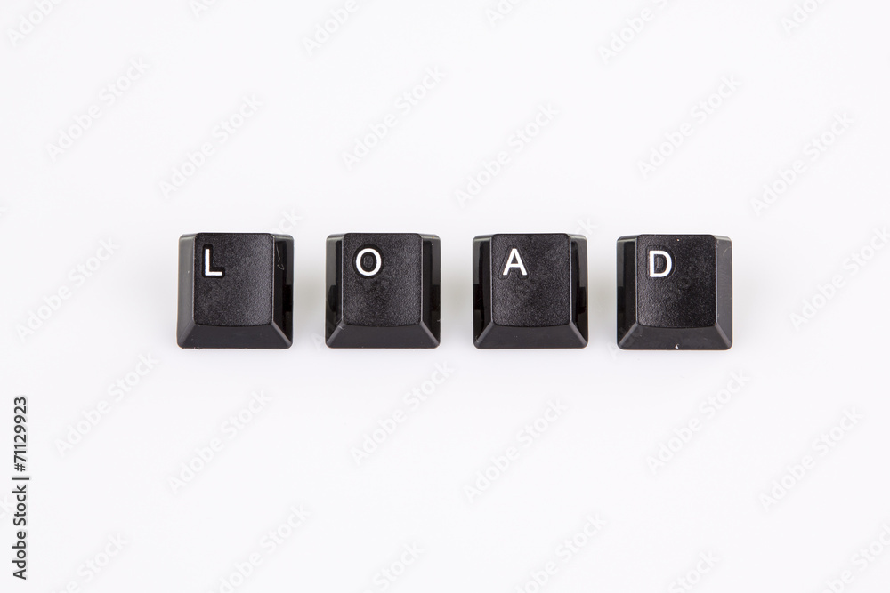 load word written with black computer buttons over white