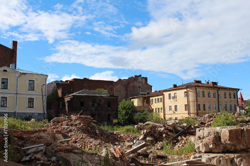 The destroyed building. Vyborg town.