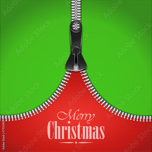Knitted Christmas Background With Iron Zip.