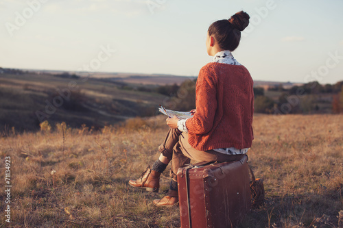 Fashionable artist in the mountain