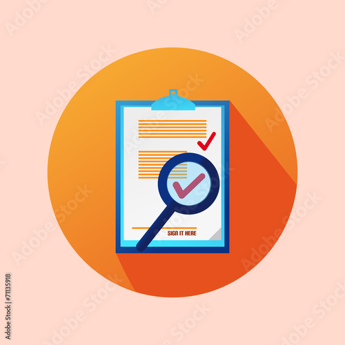 Orange Circle Flat Contract Icon With Check