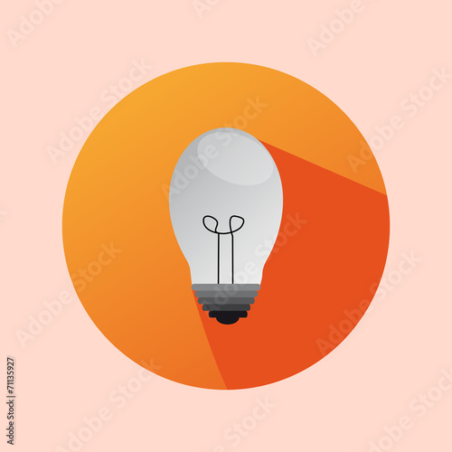Orange Circle Flat Bulb Icon Icon