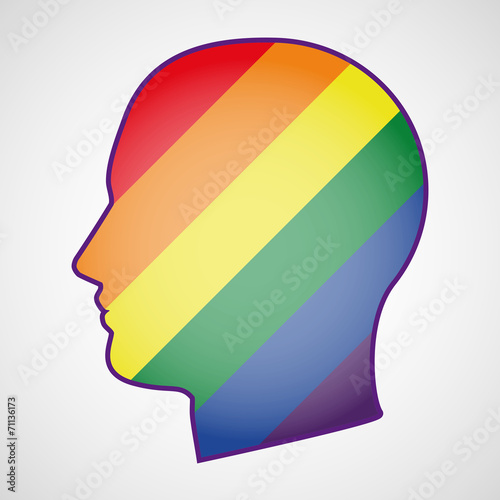 head with a gay pride flag