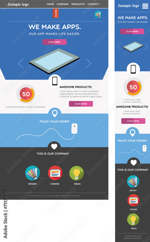 Responsive web template - including mobile and desktop version Responsive web template - including mobile and desktop version