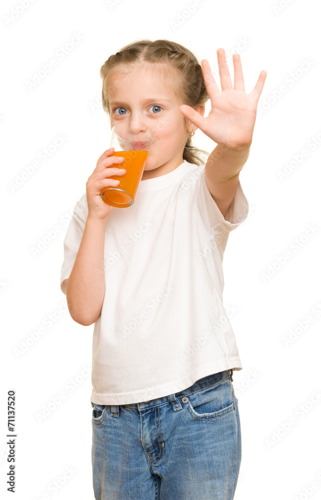 little girl with a glass of juice