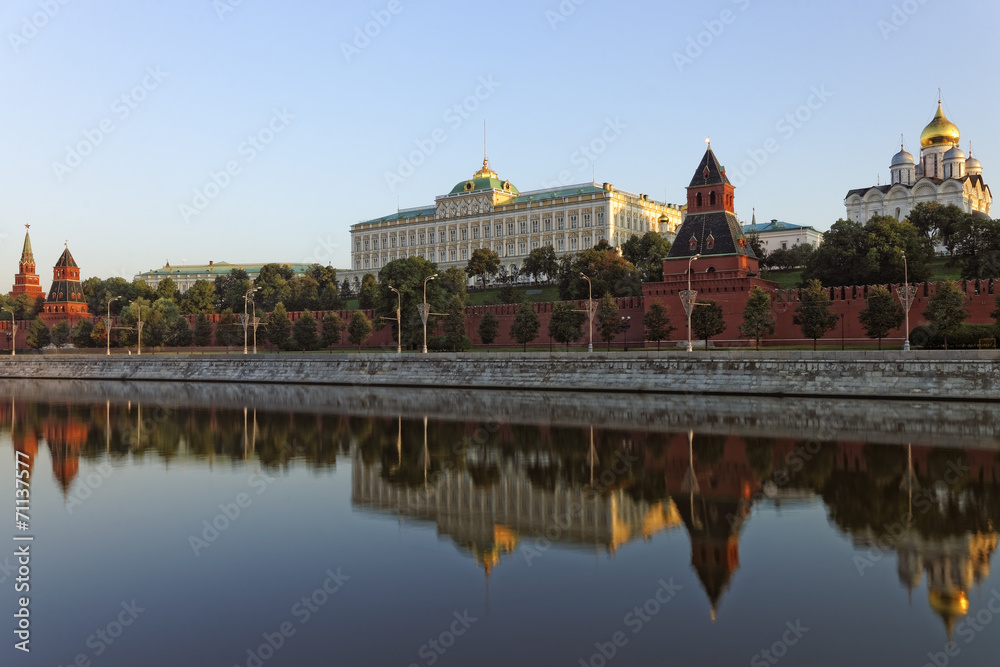 Moscow Kremlin reflected in river