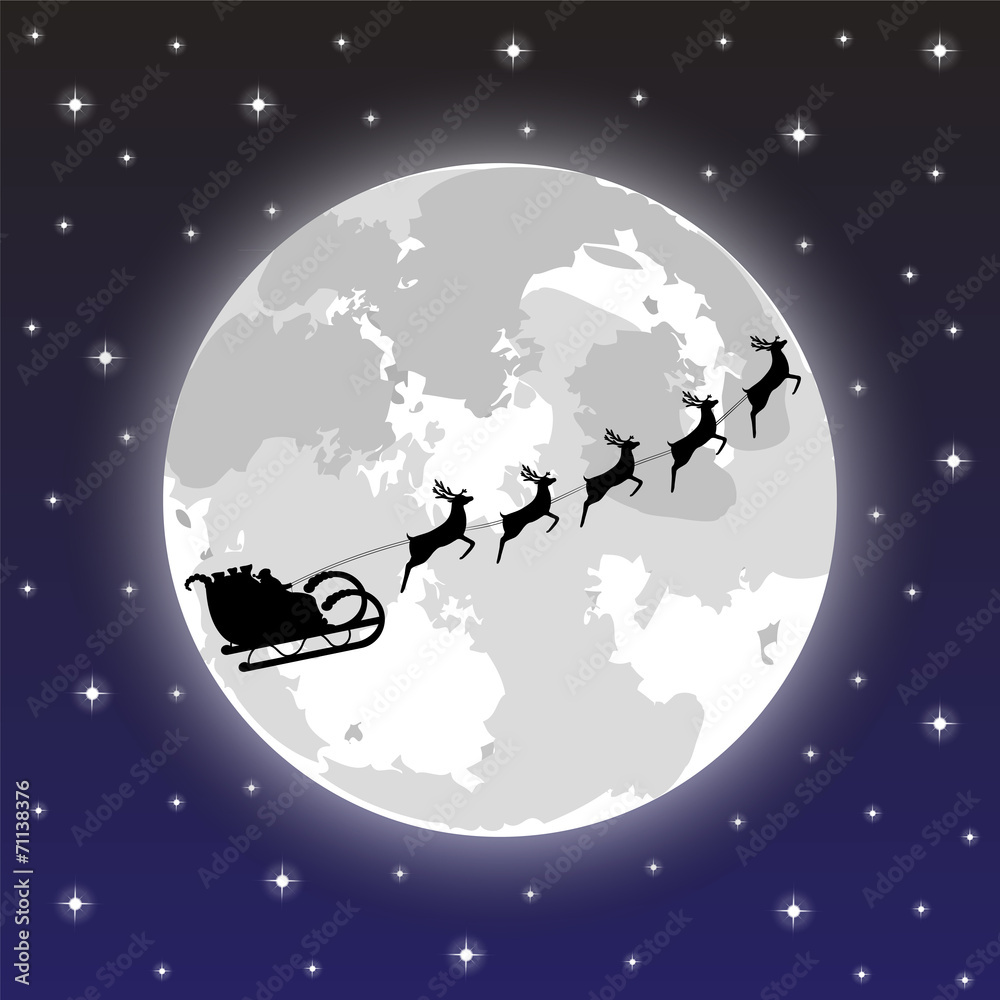 santa claus rides on deer at night santa claus rides on deer at night