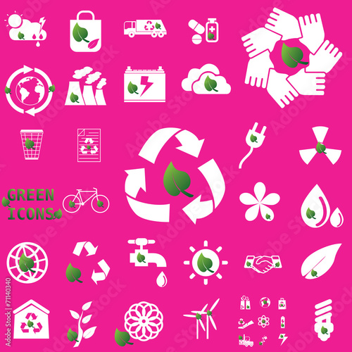 white recycle icons and leaf