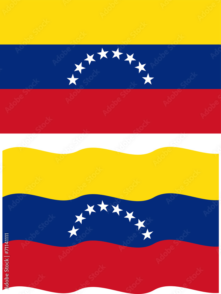 Fototapeta premium Flat and waving Venezuelan Flag. Vector