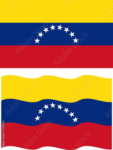 Flat and waving Venezuelan Flag. Vector
