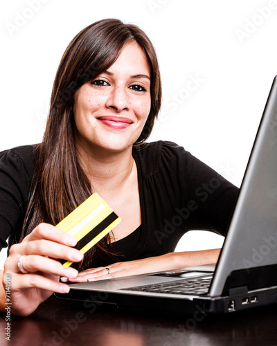 Woman using her credit card for E-commerce