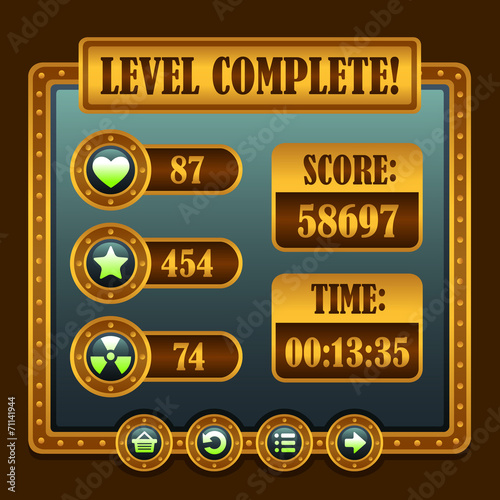 Game steampunk level complete icons
