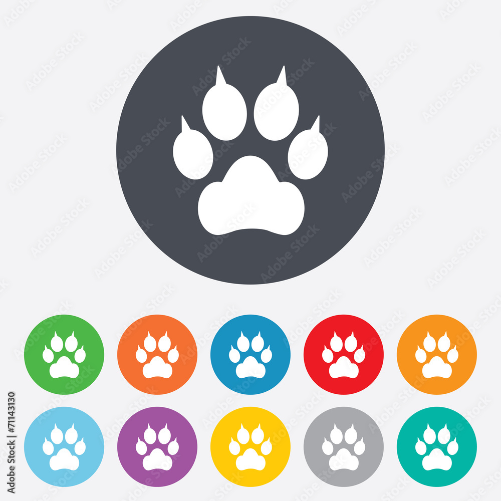 Dog paw with clutches sign icon. Pets symbol. Dog paw with clutches sign icon. Pets symbol.