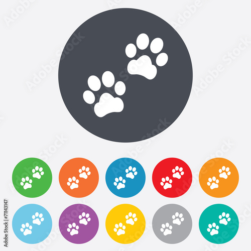 Paw sign icon. Dog pets steps symbol.