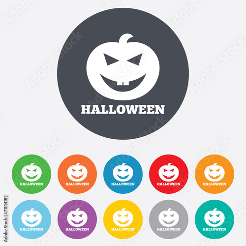 Halloween pumpkin sign icon. Halloween party.