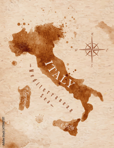 Fototapeta Map Italy retro