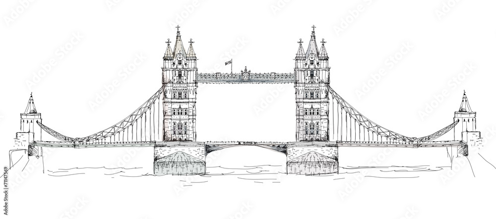 Obraz premium Sketch of famous buildings. London Buckingham palace