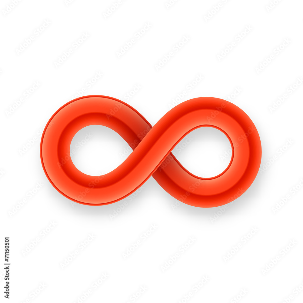 Red infinity symbol icon from glossy wire with shadow Red infinity symbol icon from glossy wire with shadow
