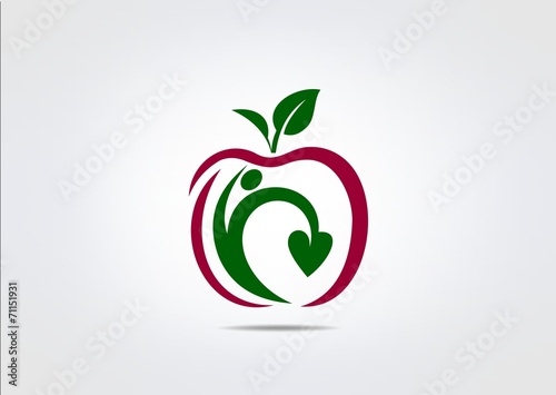 healty Apple logo Icon Yoga symbol circle Beautiful vector design