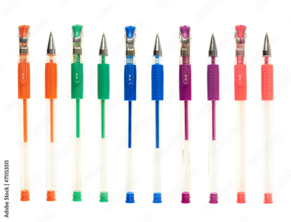 Set of five colorful gel pens Set of five colorful gel pens