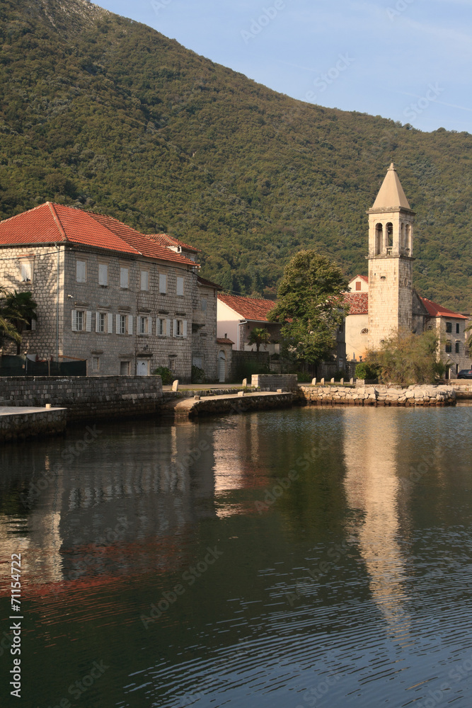 Morning in the fishing village Stoliv in Montenegro Morning in the fishing village Stoliv in Montenegro