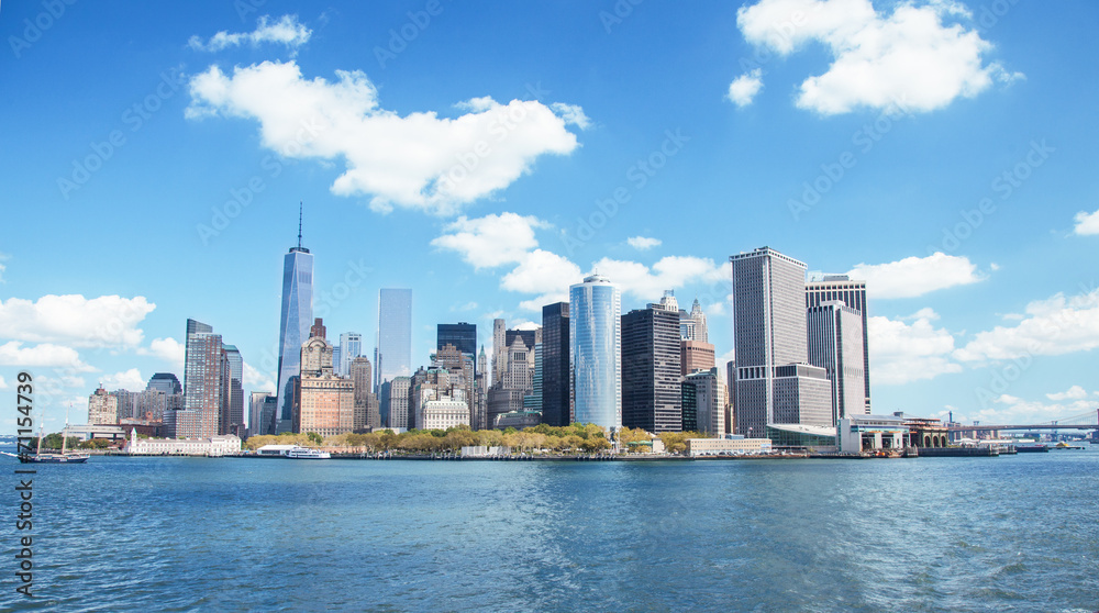 New York skyline downtown manhattan - obrazy, fototapety, plakaty 