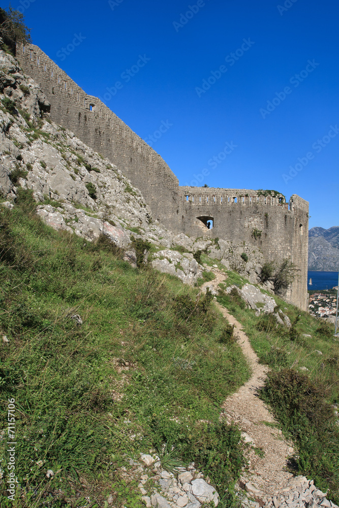 The path leading to the fortress in Kotor. Montenegro