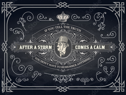 Vector. Set of calligraphic design elements: Labels, banners, ba