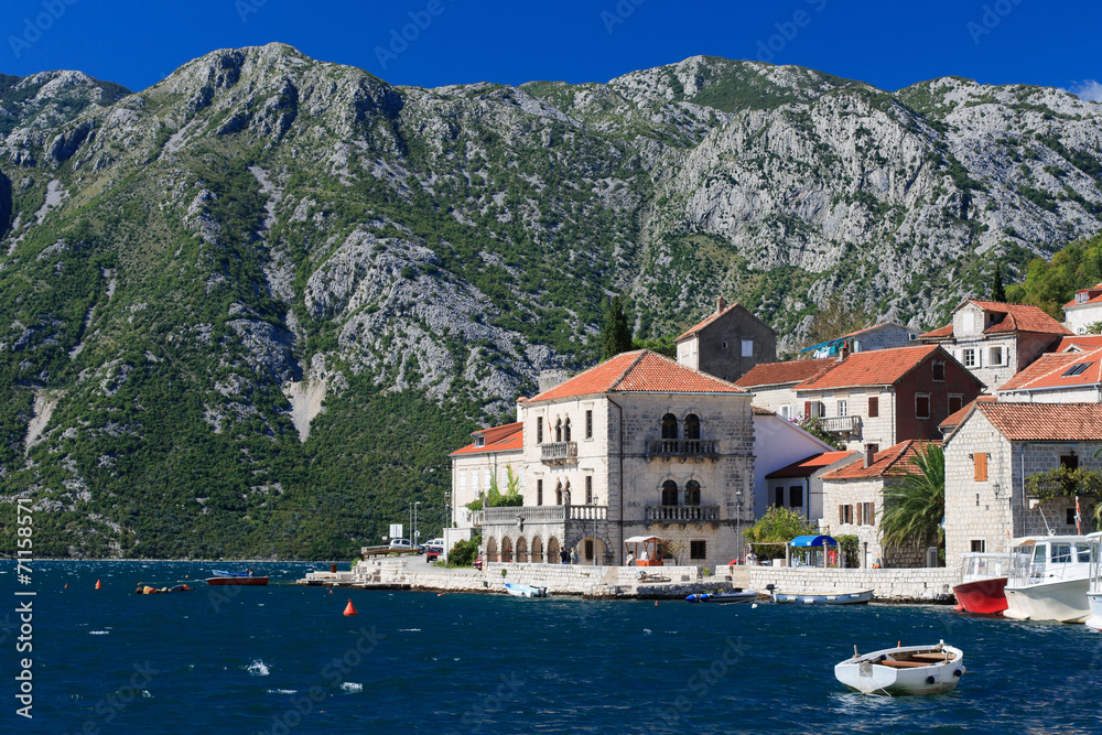 A beautiful town of Perast in the Bay of Kotor, Montenegro